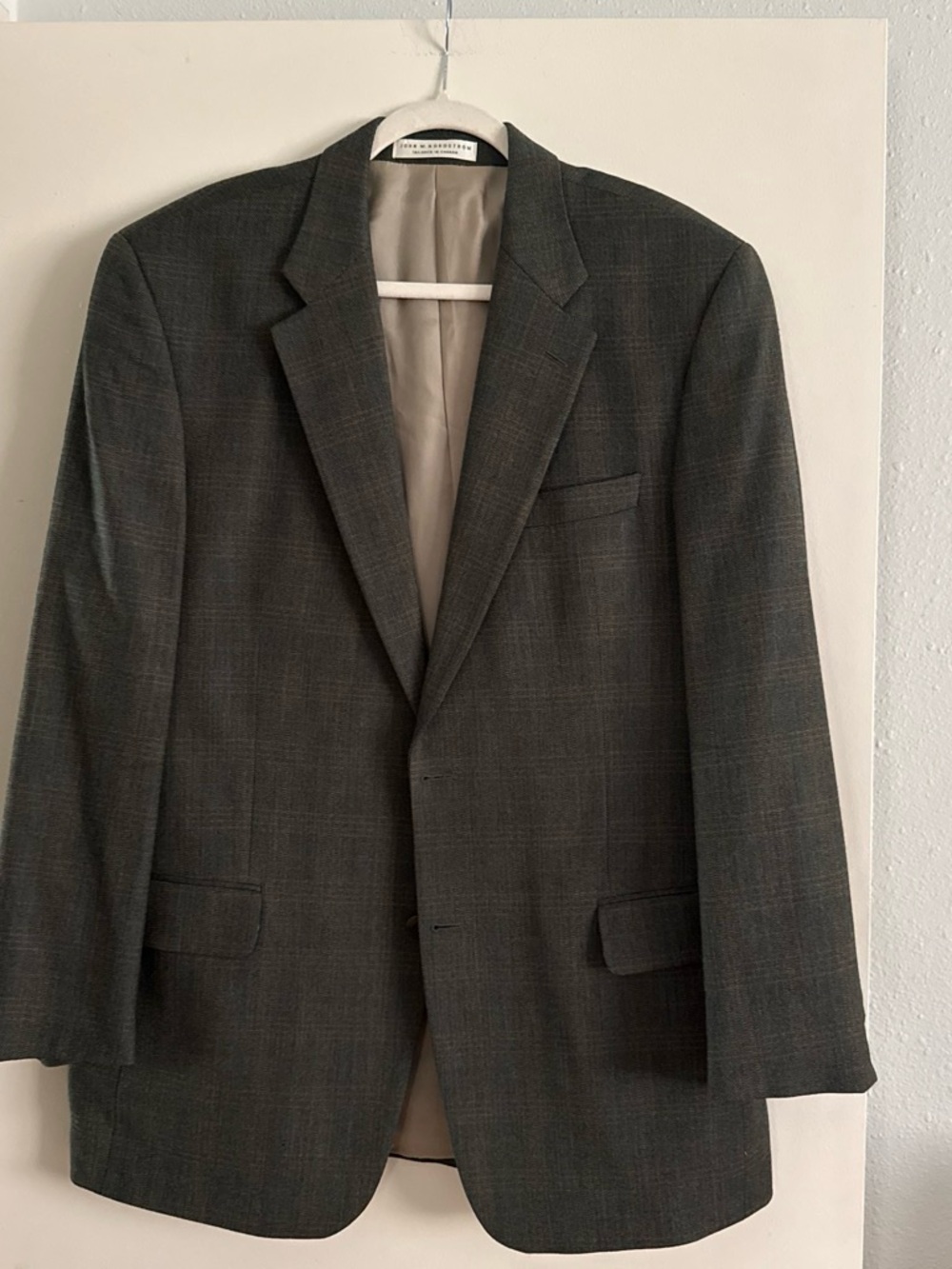 John W. Nordstrom Dark Charcoal Glen Plaid Wool Blazer